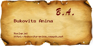 Bukovits Anina névjegykártya